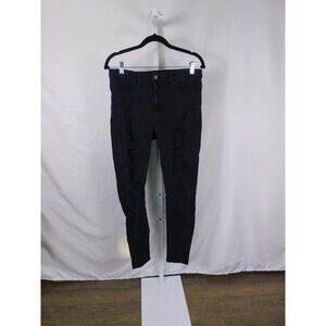H&M Divided Jeans Womens US 10 Black Distressed Skinny Ripped High Rise Pants